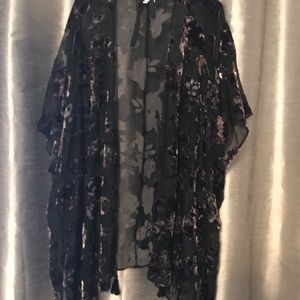 Velvet floral and sheer swimsuit cover